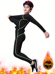Boy's 2pcs Quick drying Training Suit Long Sleeve Top & Pants Set