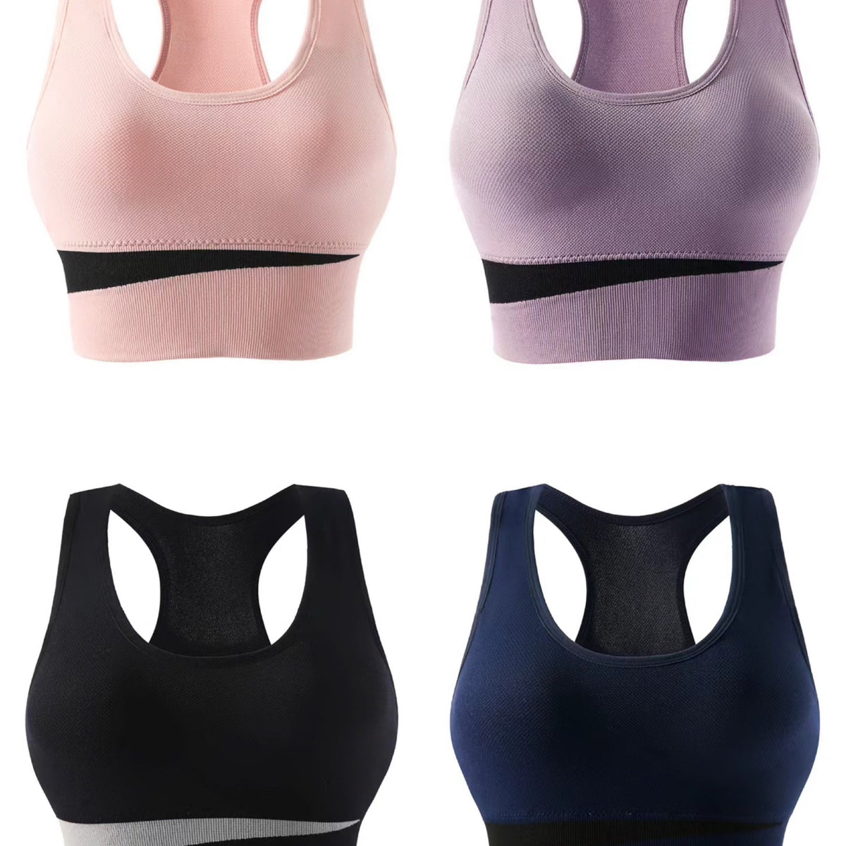 4pcs Block Racerback Sports Bra for Women