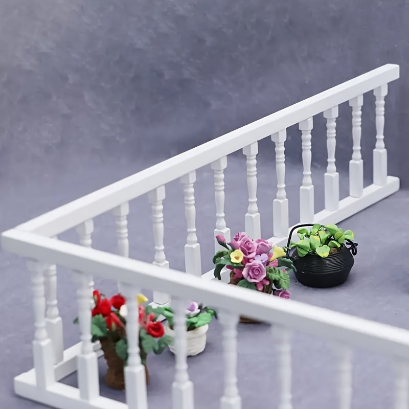 Wooden Dollhouse Balcony Rail Outdoor Scene Decor Classic Finish
