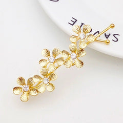 Rhinestone Flower Hairpin Sparkly Hair Clip for Women