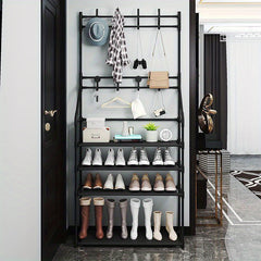Coat Rack Shoe Rack with Storage Shelves & Hooks - Entryway Organizer