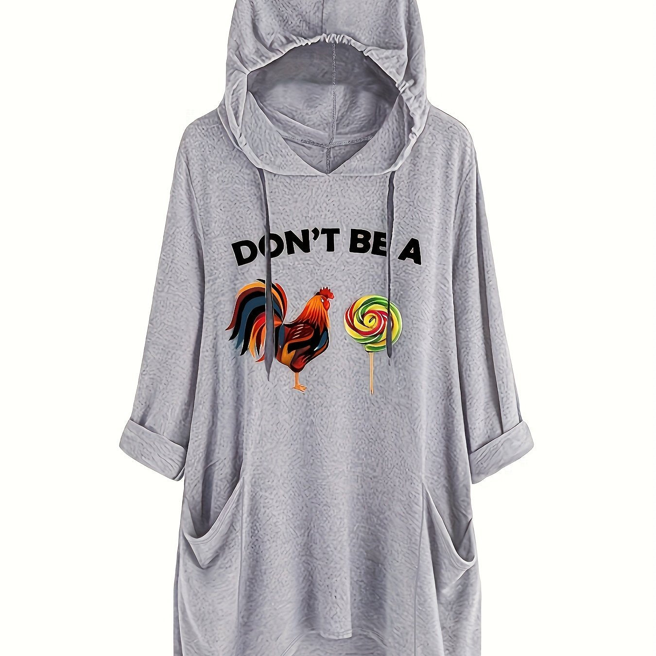  Women's Funny Chicken & Lollipop Print Cat Hoodie Dress