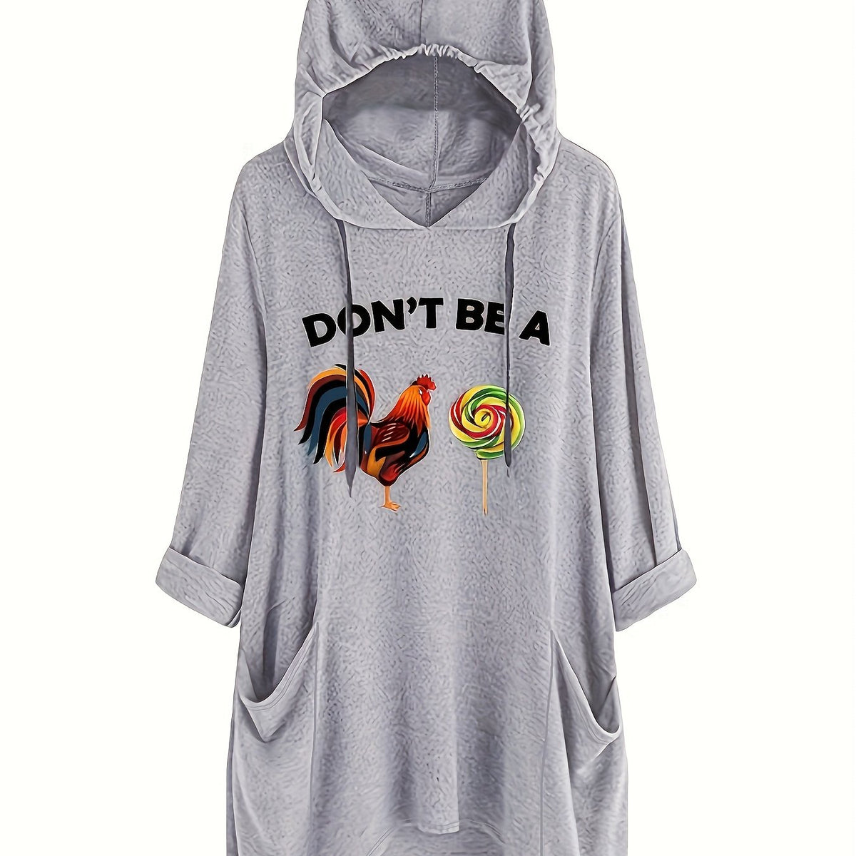  Women's Funny Chicken & Lollipop Print Cat Hoodie Dress