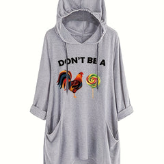  Women's Funny Chicken & Lollipop Print Cat Hoodie Dress