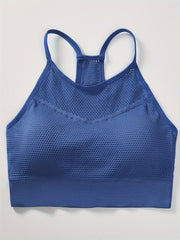  Sports Bra Women's Plus Hole Mesh Racer Back Shockproof Padded