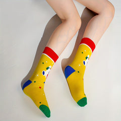 Snowman Print Mid Tube Socks Women's Stockings