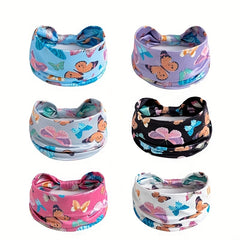 Boho Butterfly Headband Wide Knotted Hair Band Stretchy Sport Yoga Accessory