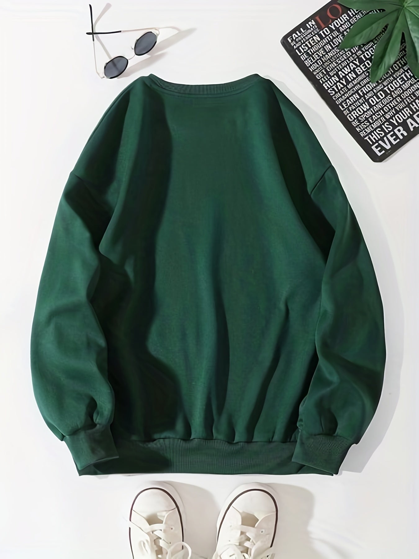Letter Print Crew Neck Sweatshirt for Women