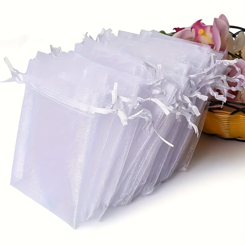 10pcs Transparent Organza Bag Wedding Gift Drawstring Soap Makeup Gauze Gift Bag