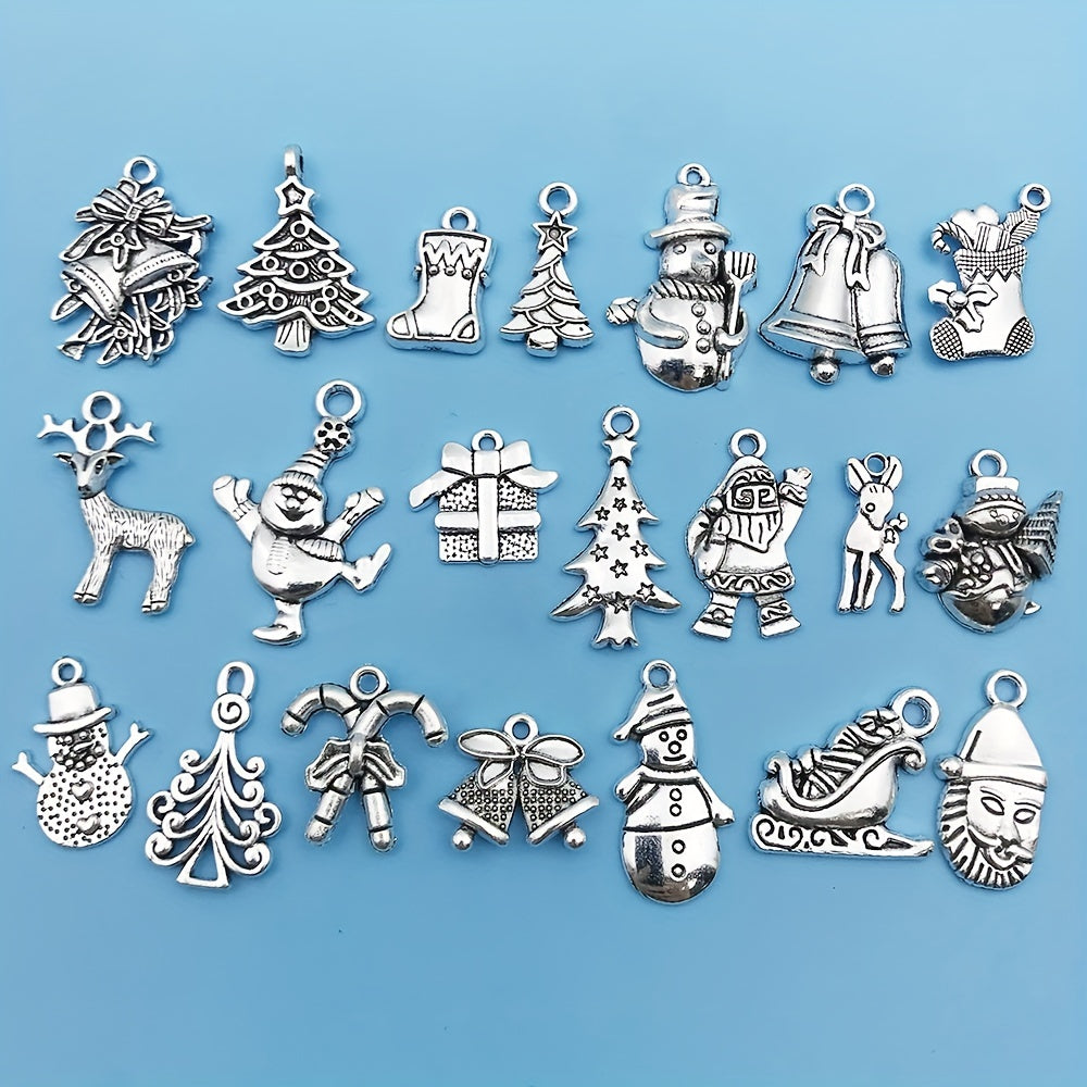 20pcs Antique Silver Christmas Charms Pendants for DIY Jewelry Making