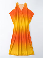  Colorblock Ombre Print Cold Shoulder Cover Up