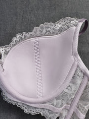 Women's Plus Romantic Bra Floral Lace Trim Minimizer