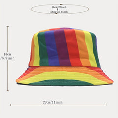 Y2K Rainbow Striped Bucket Hat Gay Pride Fisherman Hat