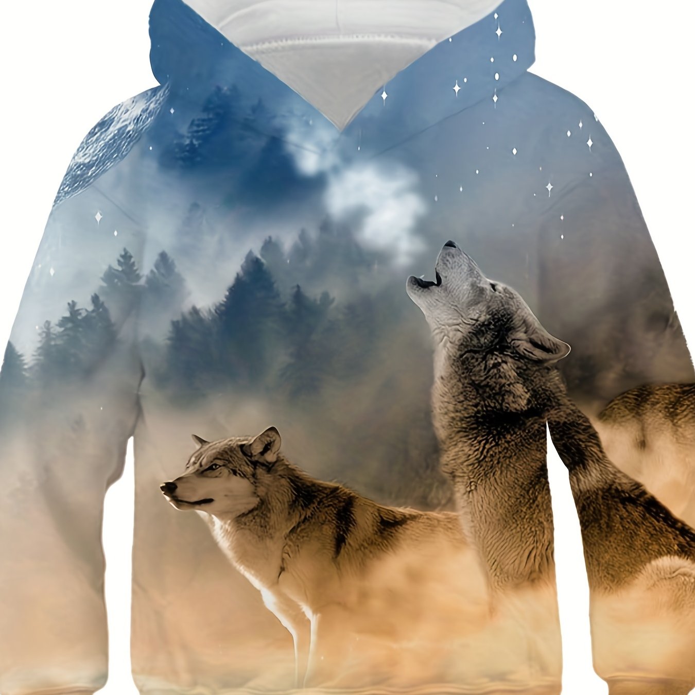 Boy's Howling Wolf Graphic Hoodie Casual 3D Print Hooded Sweatshirt
