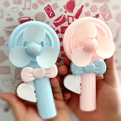 2pcs Mini Lollipop Shape Pocket Fan Portable Plastic Fan