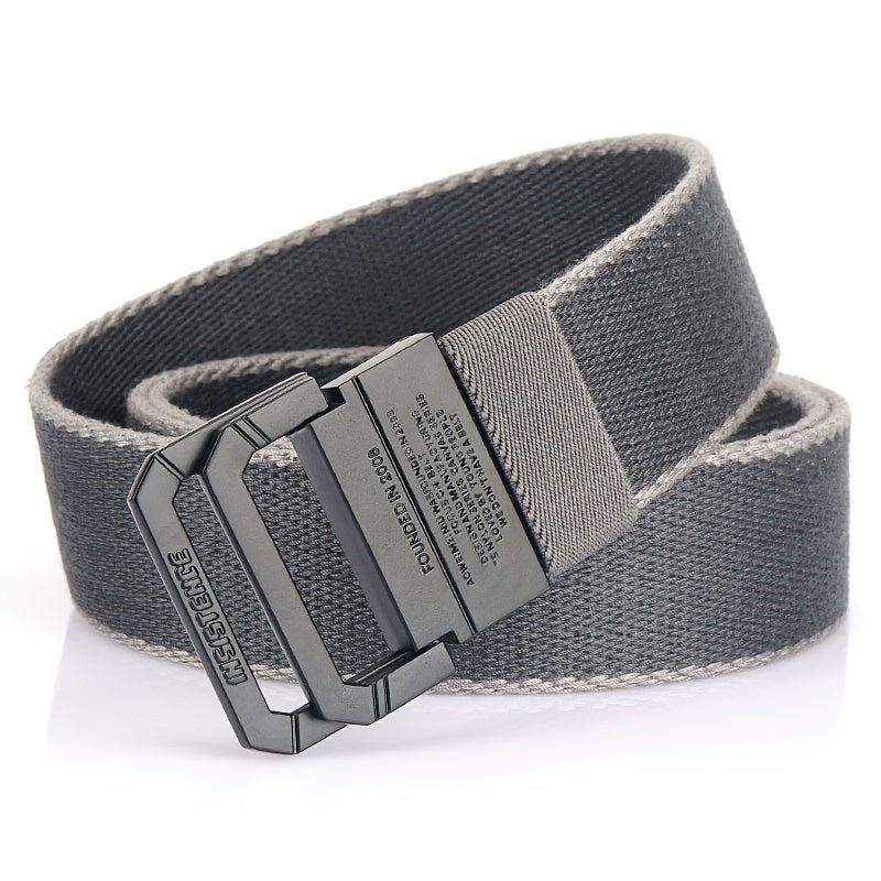 Casual Braided Leather Belt with Double Loop Canvas for Men