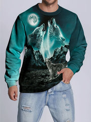 Beast Theme Print Men's Crew Neck Long Sleeve Sweatshirt Casual Wear