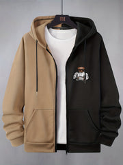 Abstract Pattern & Letter Print Men's Hoodie Jacket Zip Up Gym Sports