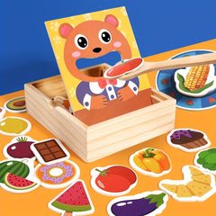 Colorful Bear Feeding Game Toy with Wooden Spoon