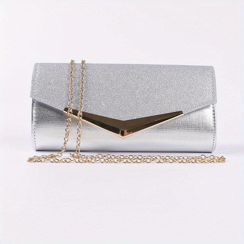 Glitter Sequins Evening Clutch Wallet with Chain Strap