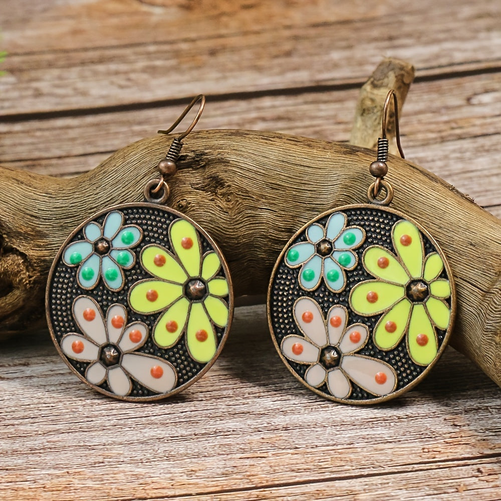Vintage Style Turquoise Dangle Earrings Geometric Shape