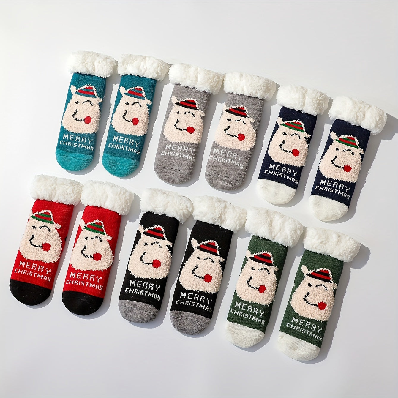6 Pairs Christmas Print Warm Plush Socks Women's Stockings
