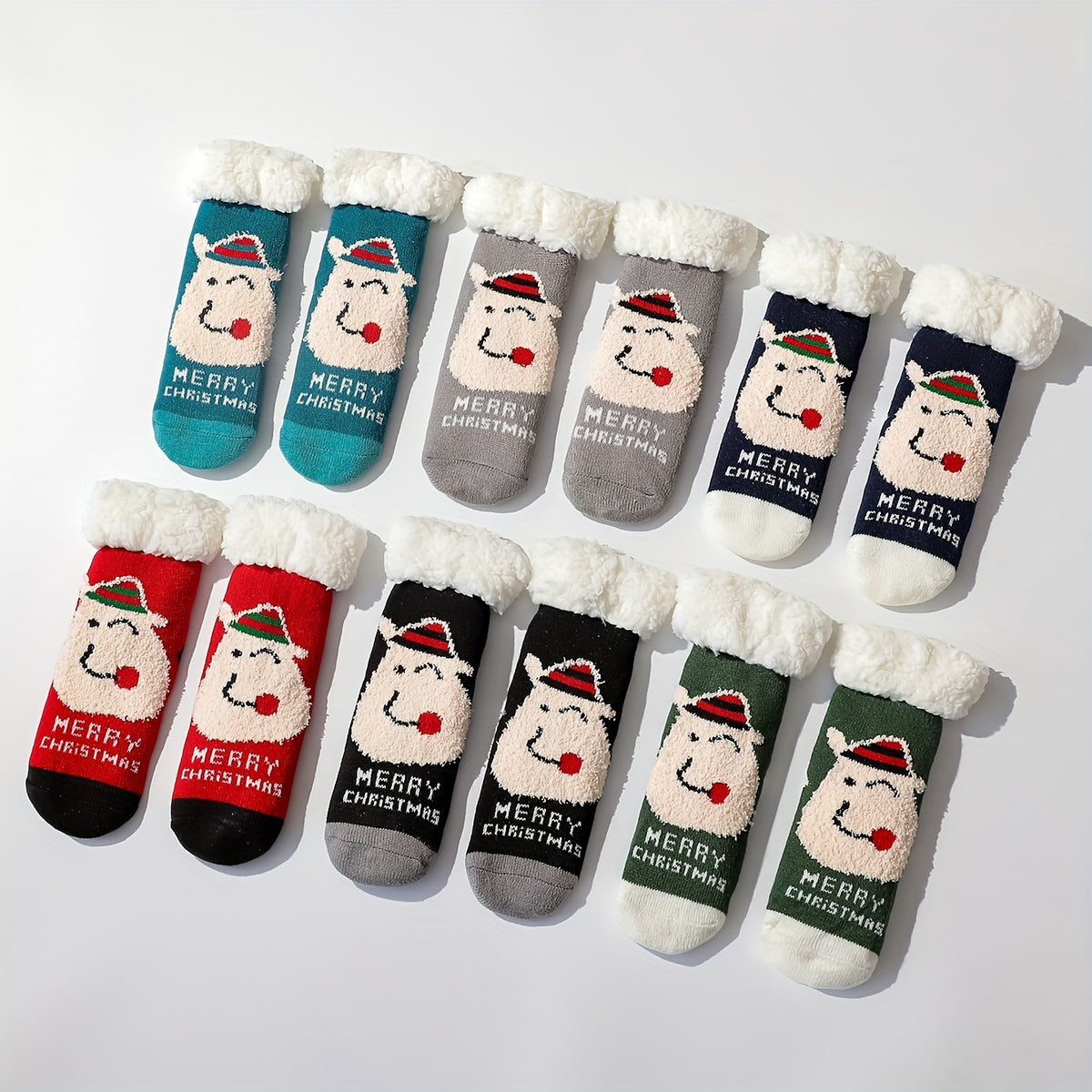 6 Pairs Christmas Print Warm Plush Socks Women's Stockings