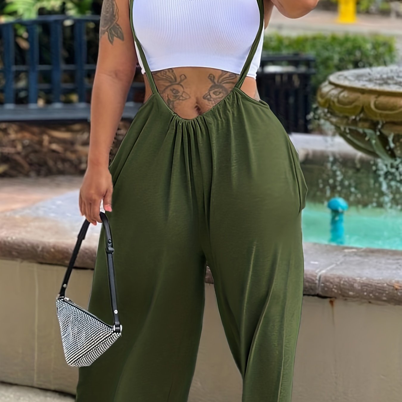 Women's Plus Size Wide Leg Baggy Harem Overall Jumpsuit