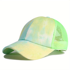 Tie Dye Criss Cross Ponytail Baseball Hat for Adults Trucker Graffiti Hat