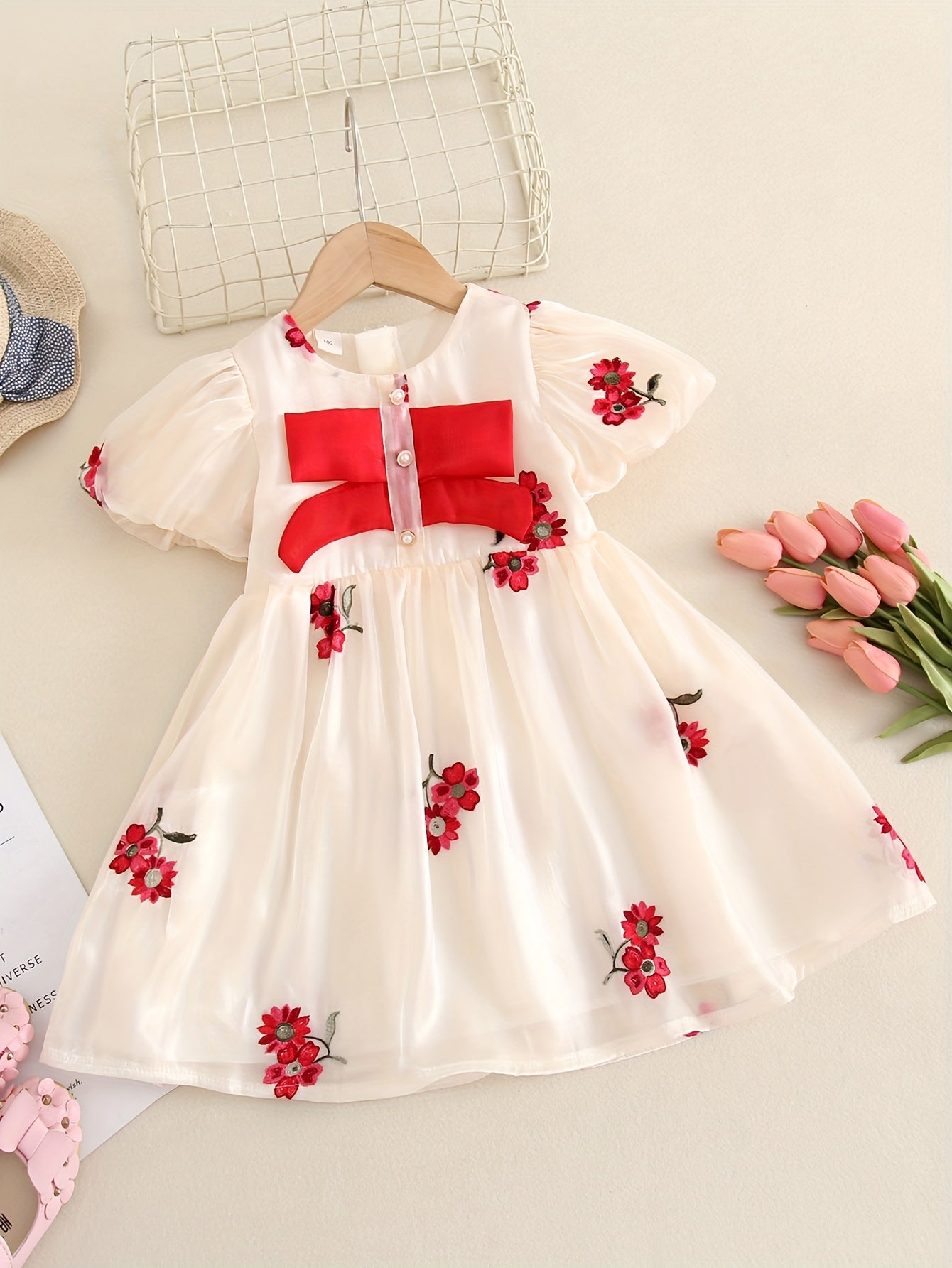 Tulle Dress With Big Bow For Girls