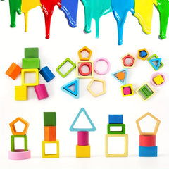 Montessori Wooden Sorting & Stacking Toy - Toddler Shape Sorting Gift