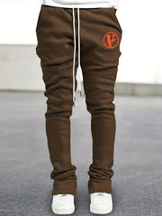 Men's V Pattern Drawstring Flare Pants