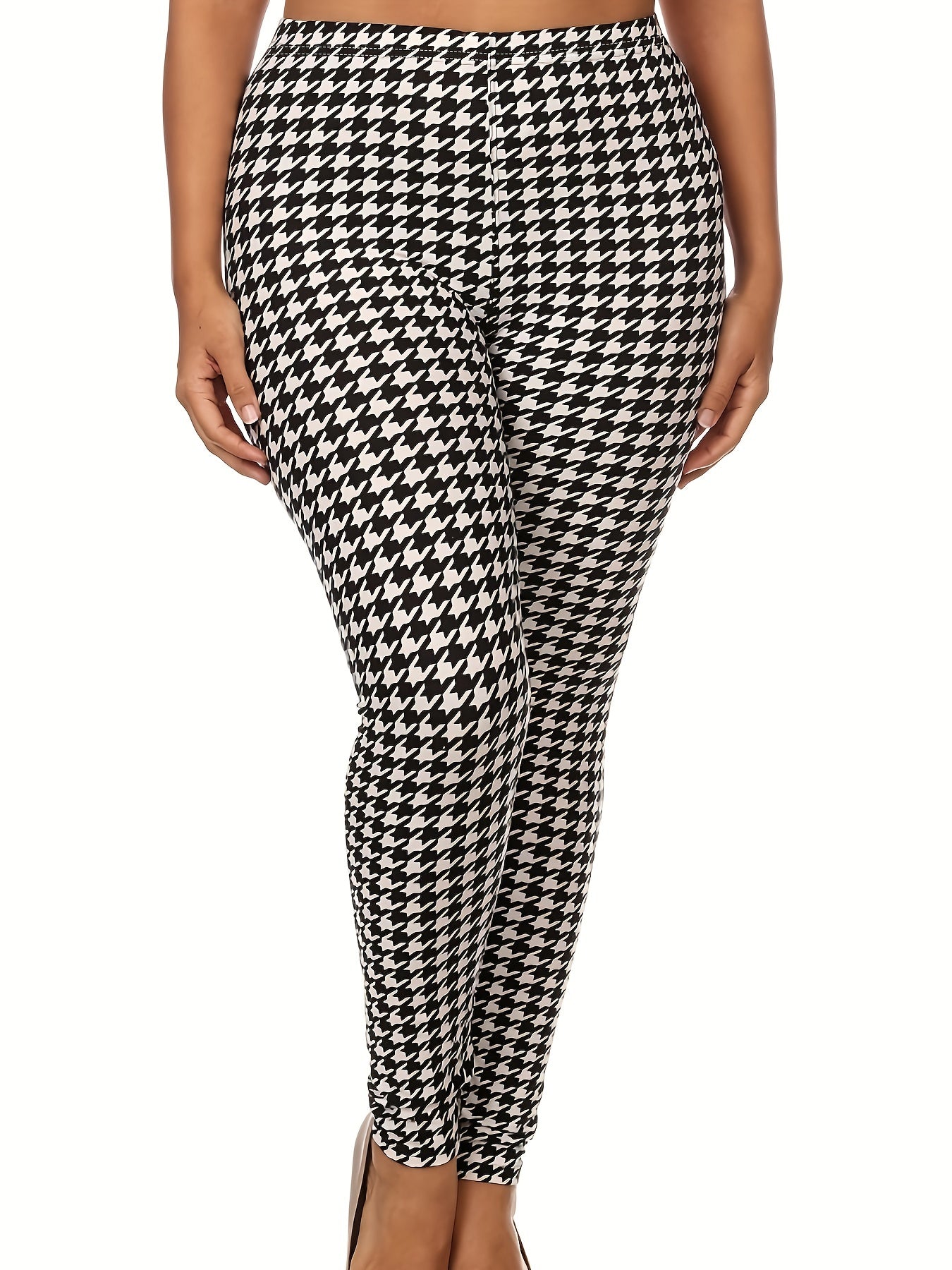  Houndstooth Print High Rise Leggings