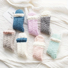 7 Pairs Plush Floor Socks Comfy & Warm Mid Tube Socks Women's Stockings
