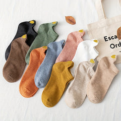 10 Pairs Heart Embroidery Low Cut Ankle Socks Women's Stockings