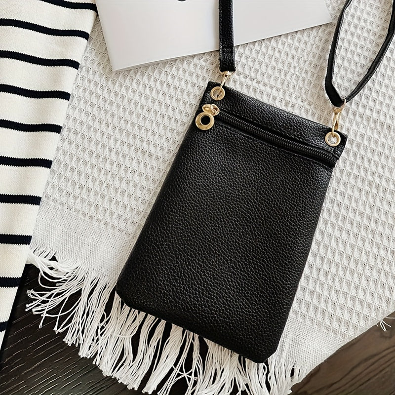 Lychee Pattern Zipper Shoulder Bag for Daily Essentials