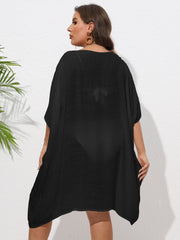  Sexy Cover Up Women's Plus Contrast Crochet Batwing Sleeve V Neck