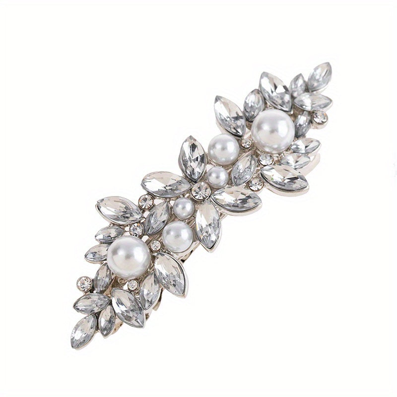 Rhinestone Pearl Hair Clip French Barrette Hair Accessory