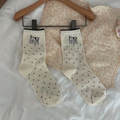 Cartoon Dog Print Socks Women's Stockings Hosiery