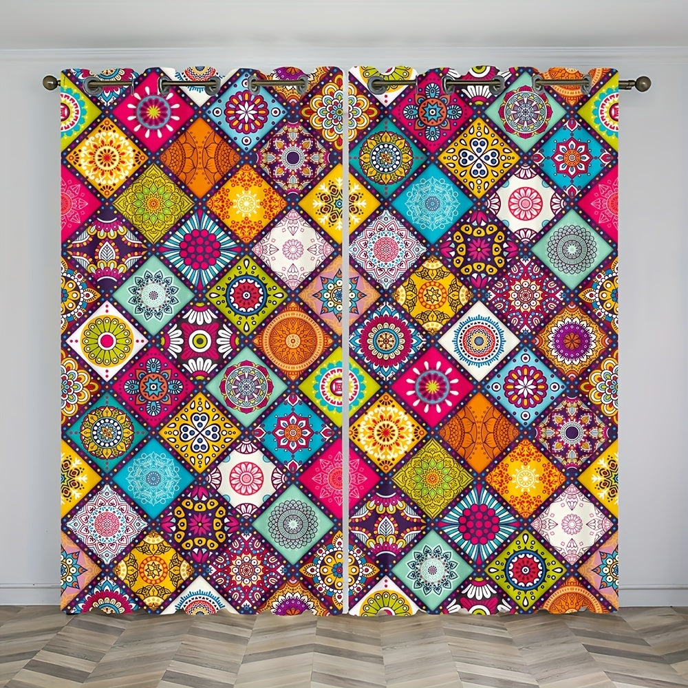 2pcs Bohemian Multifunctional Curtains Eyelet Rod for Home Decor and Privacy