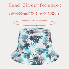 Coconut Tree Pattern Sunshade Bucket Hat for Outdoor Travel