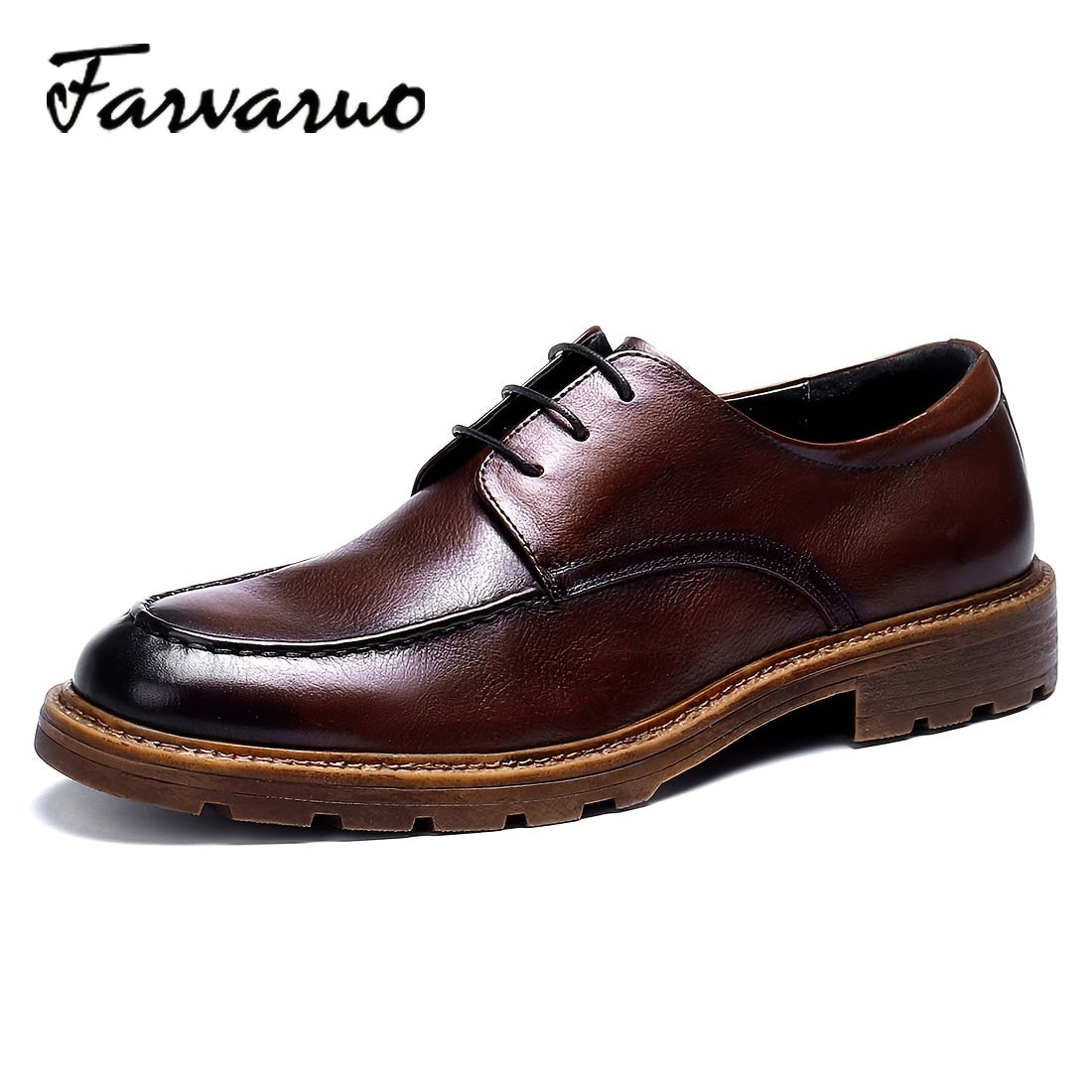 FARWARWO Men's Leather Derby Shoes for Party Wedding
