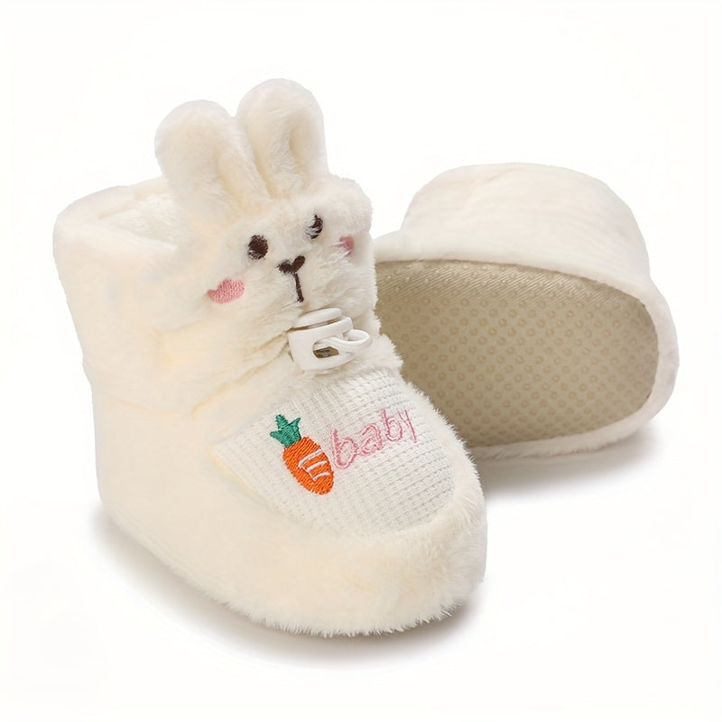 Cartoon Rabbit Baby Girls Indoor Fleece Boots