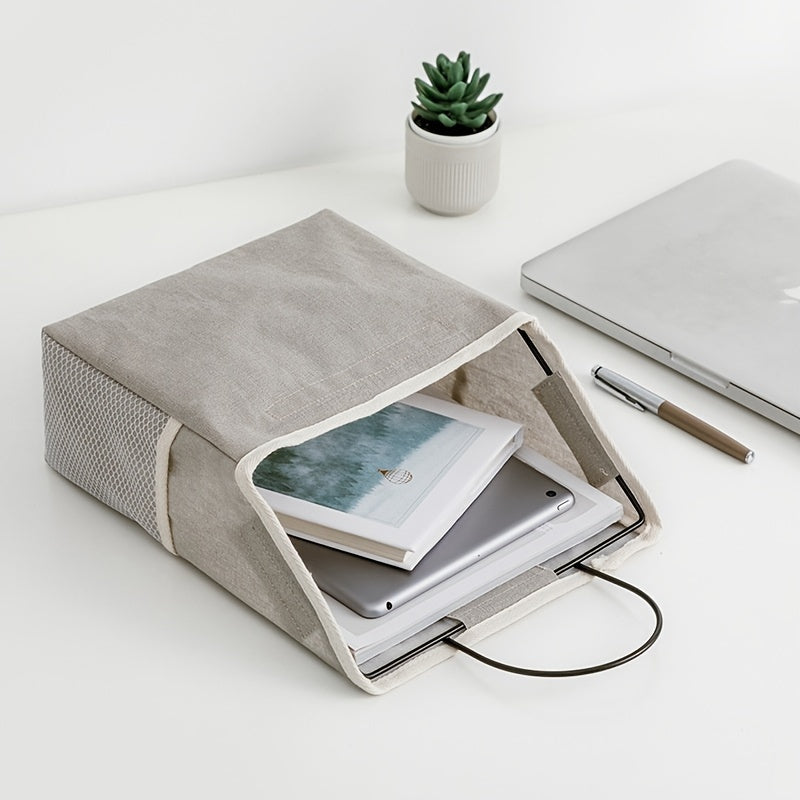 Wall Mounted Cotton Linen Storage Bag with Hooks