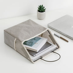 Wall Mounted Cotton Linen Storage Bag with Hooks