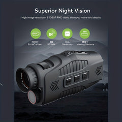 1080p Night Vision Monocular with 128GB Memory - Ideal for Camping & Travel