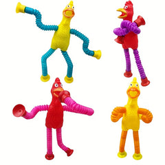 Bendable Screaming Chicken Tube Toy w/ Suction Cups
