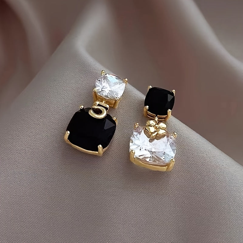 Zircon Asymmetric Earrings, Personalised Design