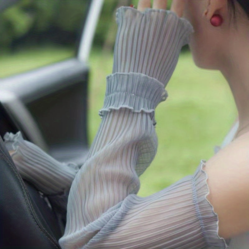 Lace Ruffles Long Gloves Sunscreen UV Protection Sleeves
