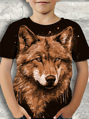 Wolf Graphic T Shirt for Boys 3D Digital Print Stretch Tee
